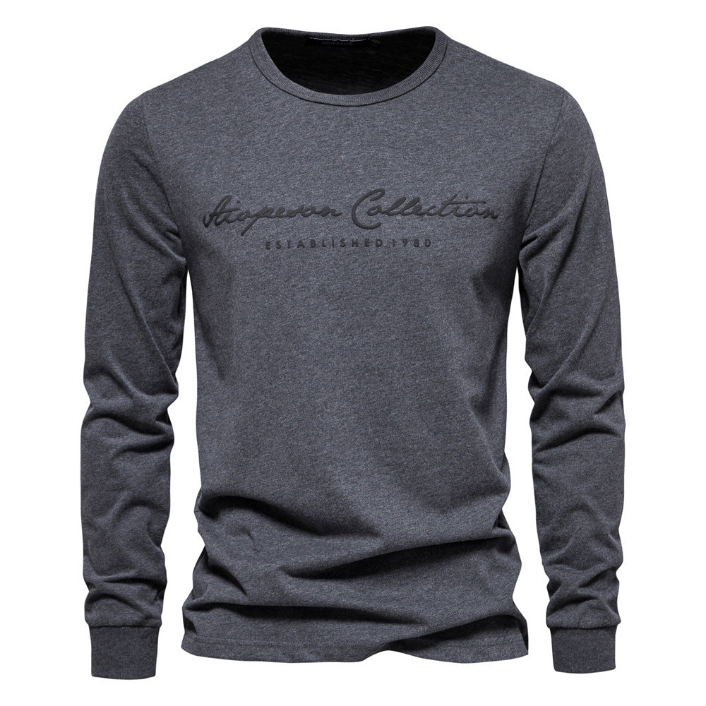 Herren nan minimalistisches Rundhals-Sweatshirt aus Baumwollmischung mit gerippten Bündchen EB
