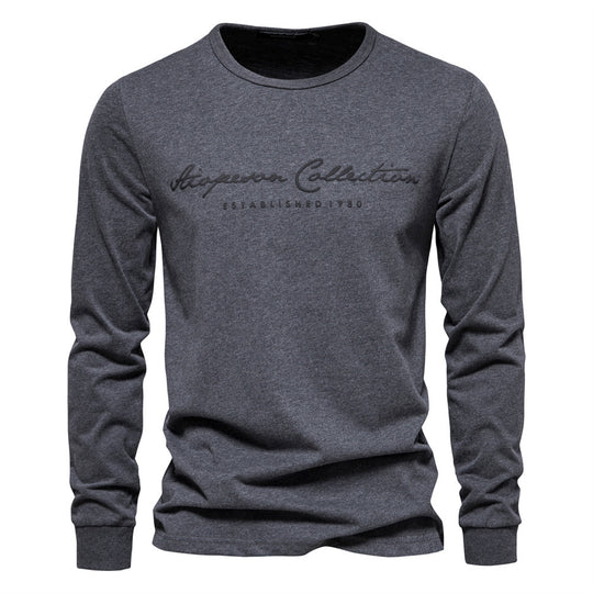 Herren nan minimalistisches Rundhals-Sweatshirt aus Baumwollmischung mit gerippten Bündchen EB