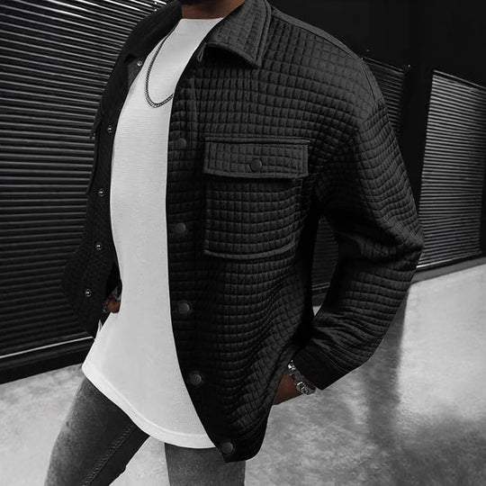 Herren Lässige Überziehjacke mit strukturiertem Design und praktischen Taschen EB