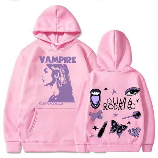 Damen Kapuzenpullover mit künstlerischem Vampir-Print und oversized Schnitt EB