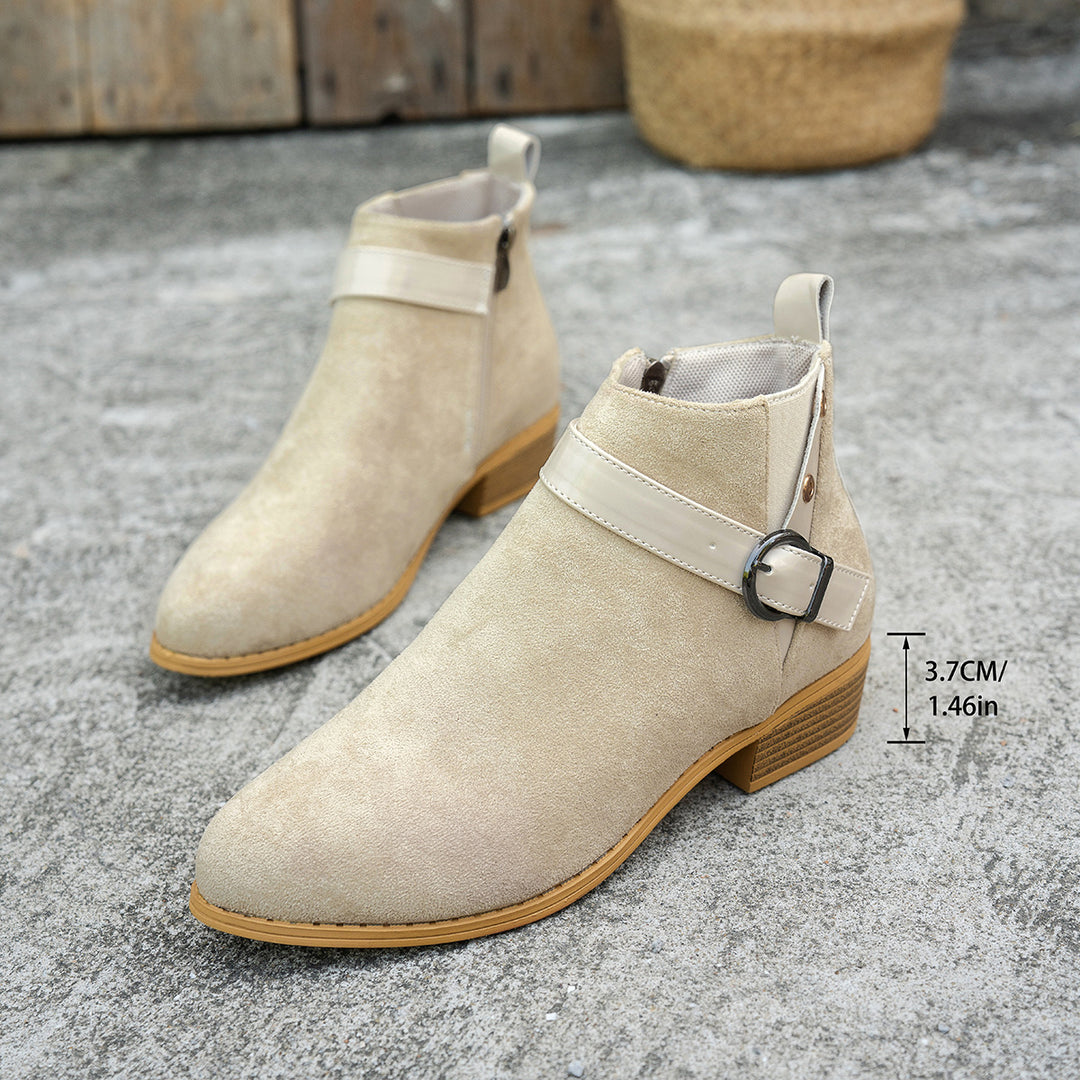 Damen modische Stiefeletten mit elegantem Riemen und rutschfester Sohle EB