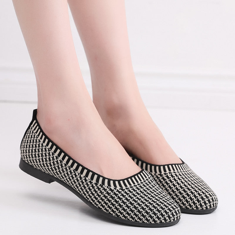 Damen Elegante Ballerinas aus atmungsaktivem Strickmaterial EB