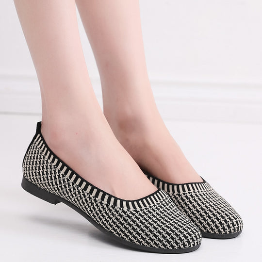 Damen Elegante Ballerinas aus atmungsaktivem Strickmaterial EB