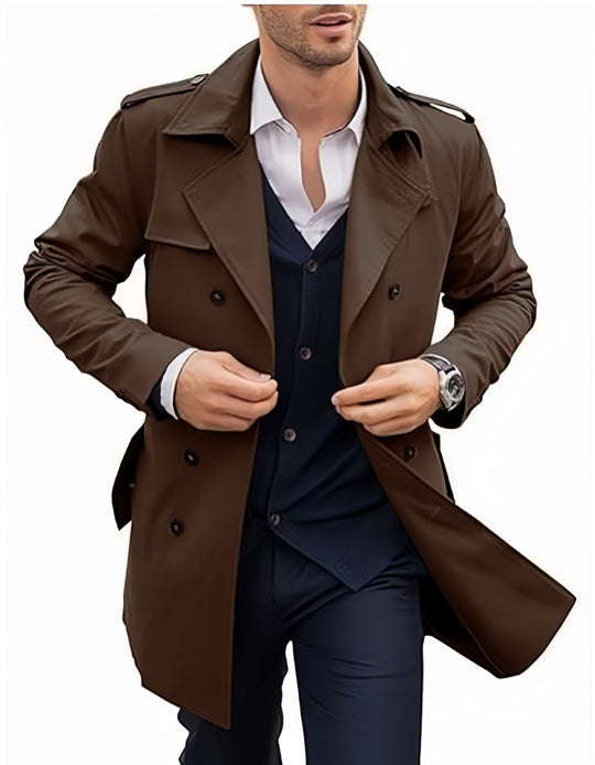 Herren Eleganter Trenchcoat mit klassischem Schnitt und praktischen Taschen EB