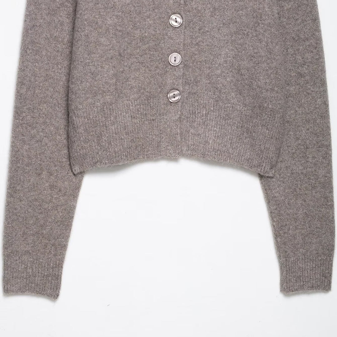 Damen Kurzstrickjacke mit Knopfdetails EB
