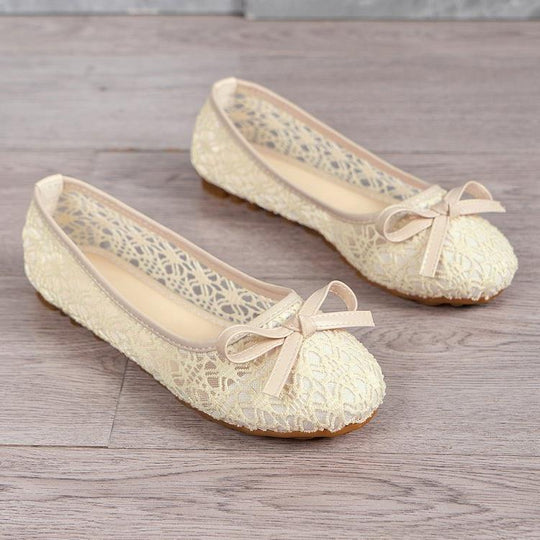 Damen Ballerinas mit filigranem Spitzen-Design und zarter Schleifen-Applikation EB