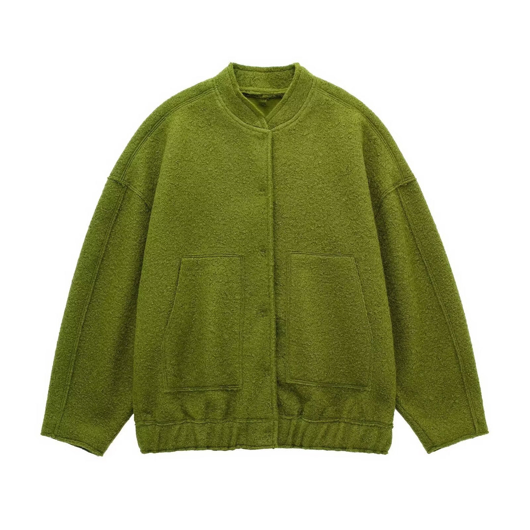 Damen Kuschelige Oversized-Jacke aus flauschigem Material mit praktischen Taschen EB