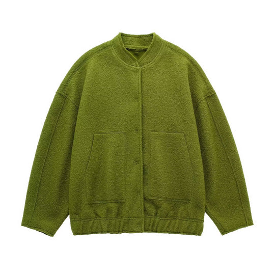 Damen Kuschelige Oversized-Jacke aus flauschigem Material mit praktischen Taschen EB