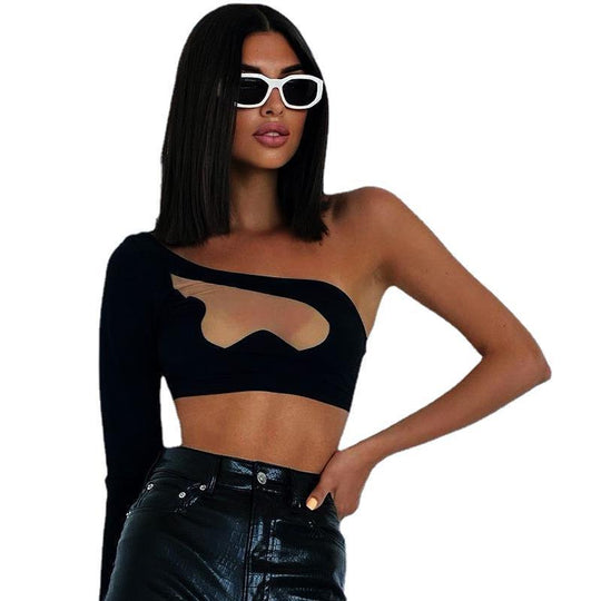 Damen asymmetrisches Cut-Out Shirt EB