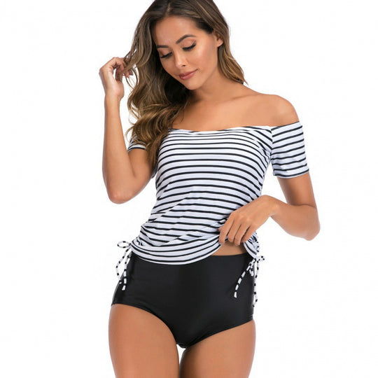 Damen Off-Shoulder Badeoberteil mit hohem Bund EB