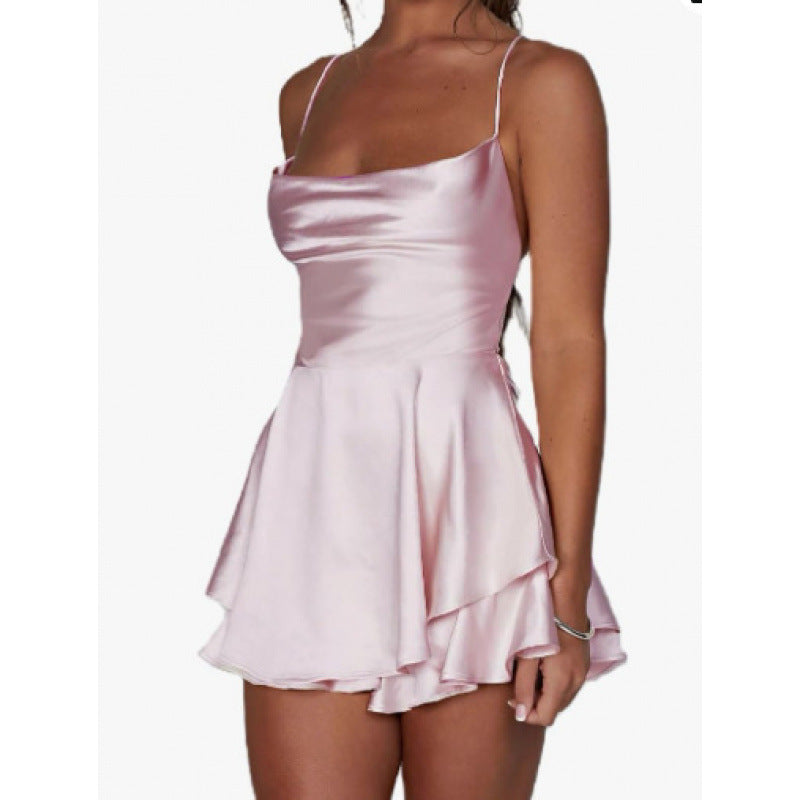 Damen-Minikleid mit sexy Schnitt, fließendem Rock, EB