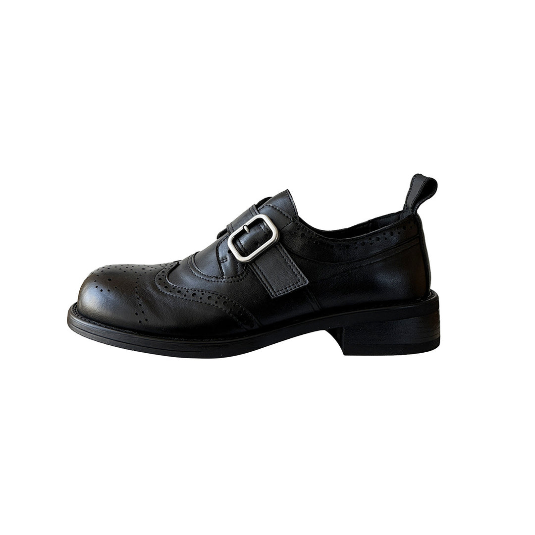Damen Elegante Brogues mit Schnallenverschluss und geflochtenem Detail EB