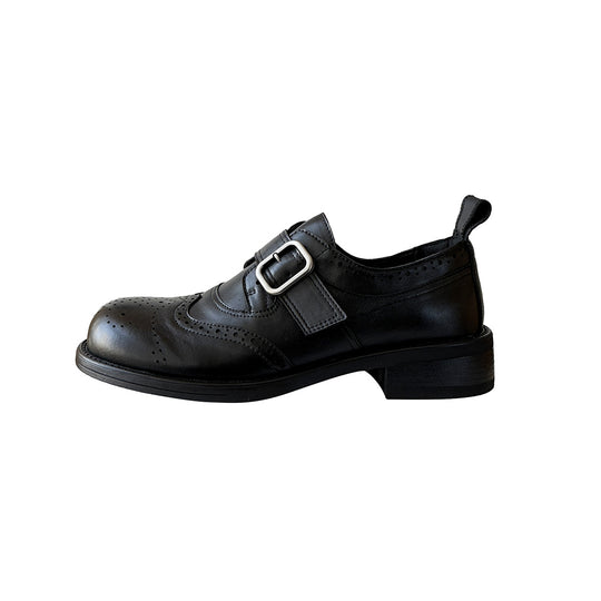 Damen Klassische Schnürschuhe mit dekorativer Schnalle und durchbrochenem Design EB