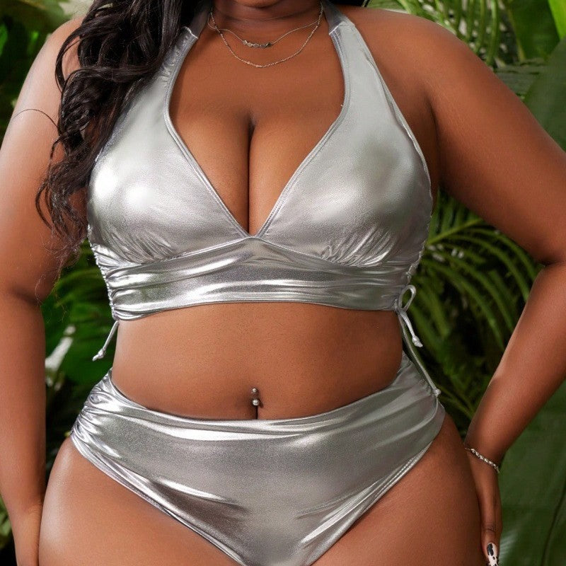 Damen Metallic Bikini mit hochgeschnittenem Höschen EB