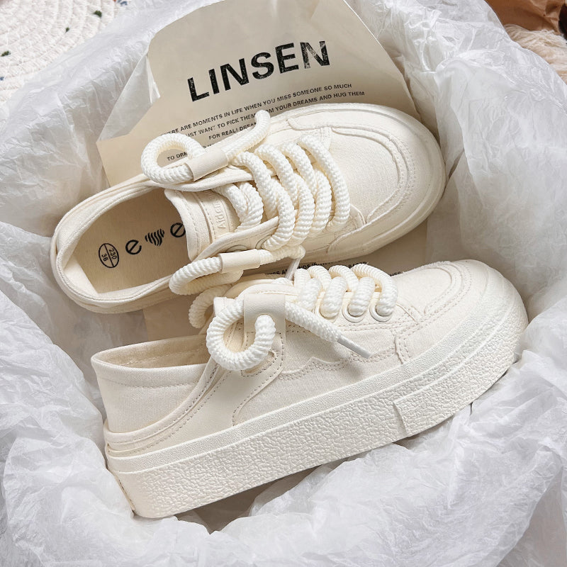 Damen Komfortable Sneakers aus robustem Canvas mit dickem Sohlenprofil EB