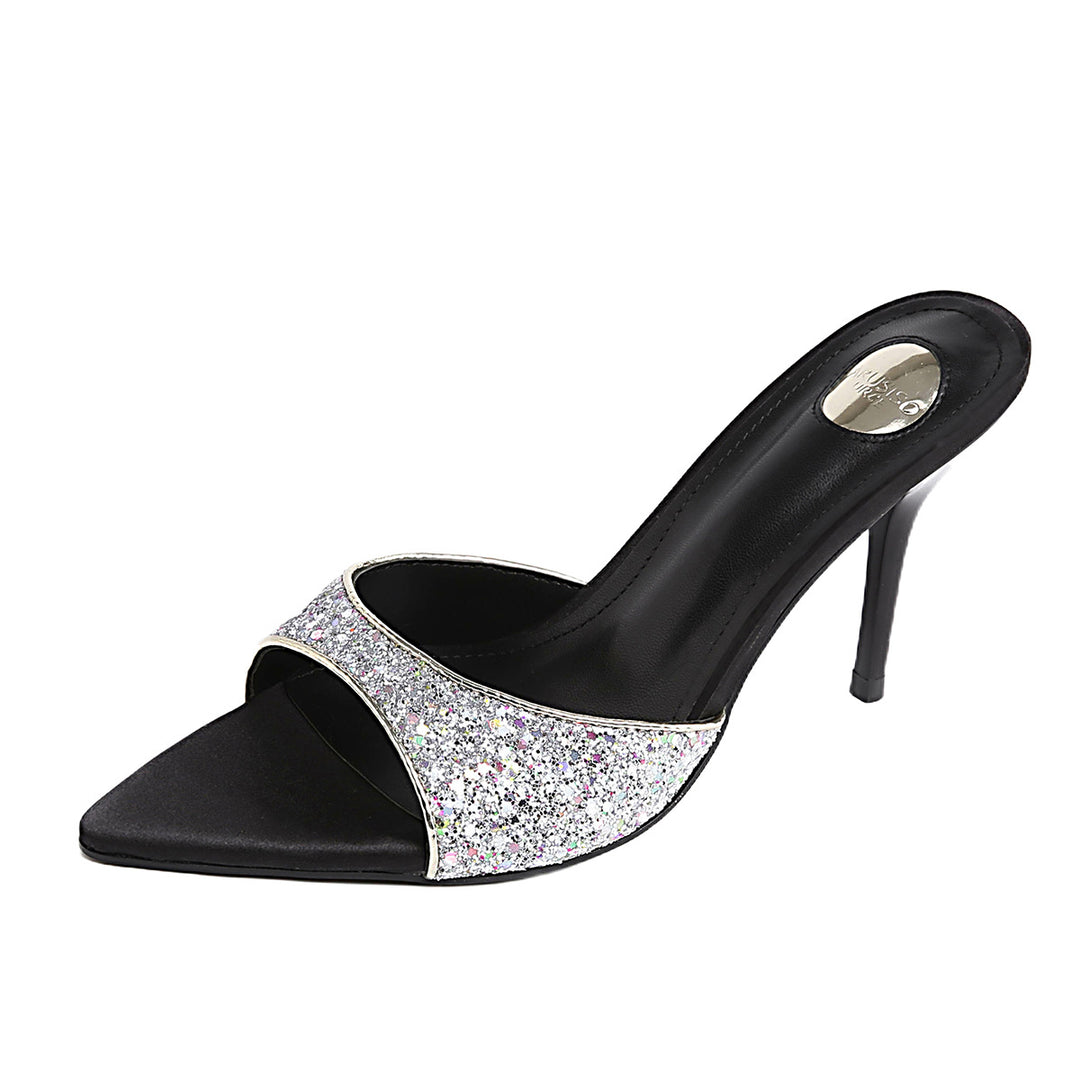 Damen elegante Absatzsandalen mit funkelnden Strassakzenten EB