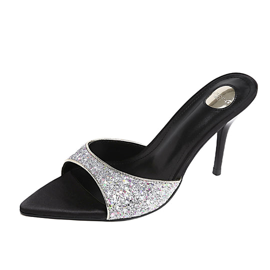 Damen elegante Absatzsandalen mit funkelnden Strassakzenten EB