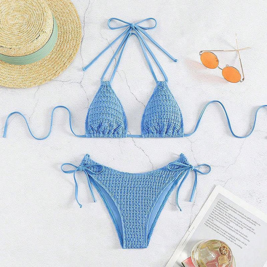 Damen Crochet-Bikini-Set mit verspielten Schleifendetails EB