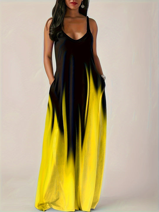Damen Maxikleid mit elegantem Schnitt und seitlichen Taschen EB
