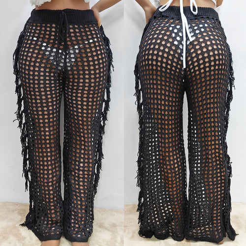 Damen luftige Häkelstrandhose EB