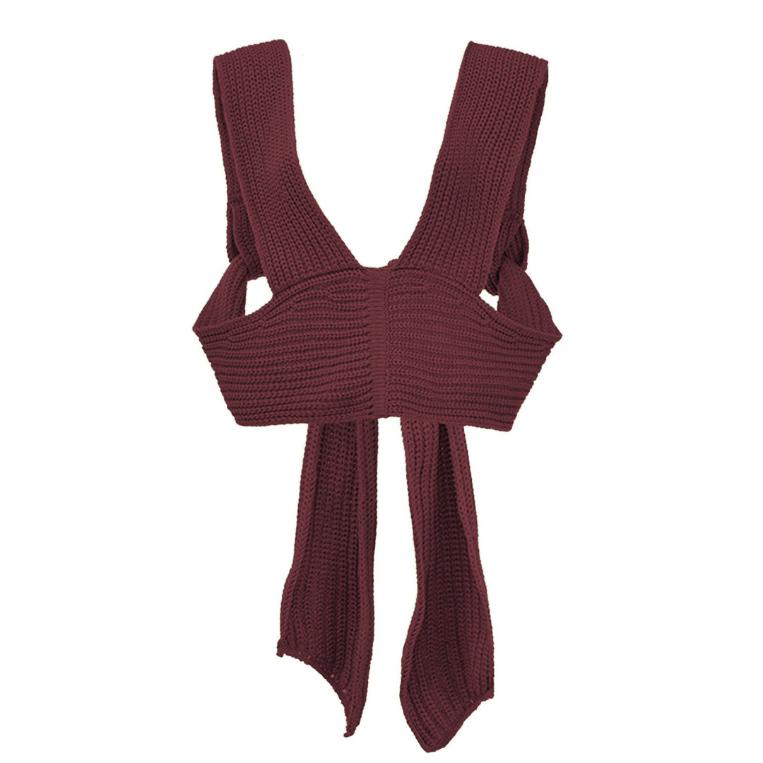 Damen gestricktes Crop-Top mit raffinierten Rückendetails EB