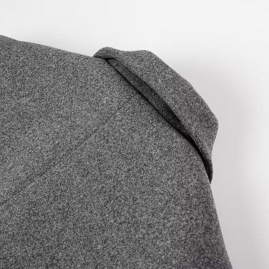 Damen eleganter langärmeliger Wollmantel mit Doppelreiher und hohen Taschen EB