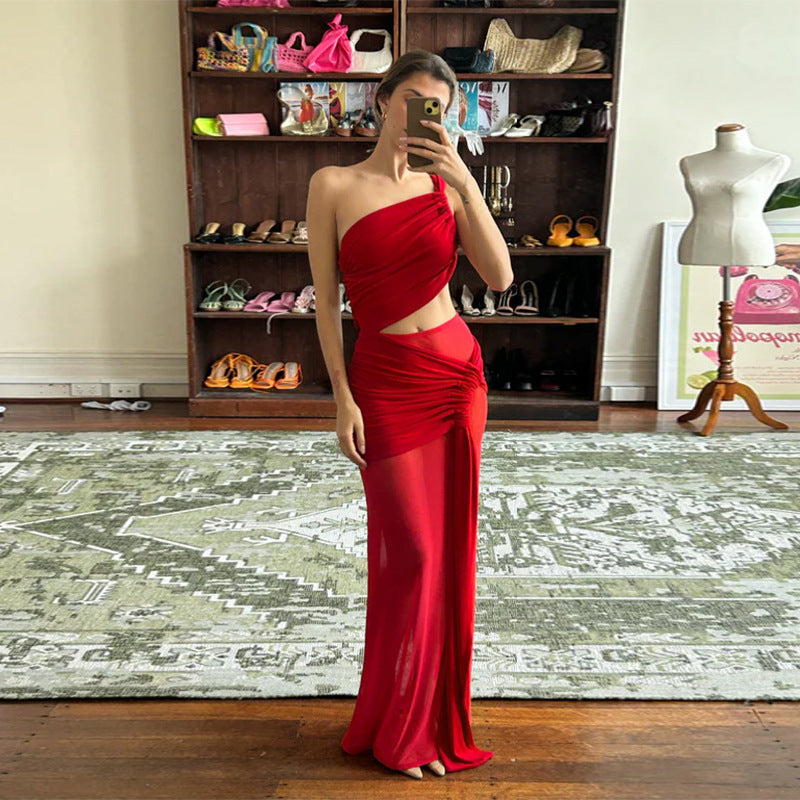 Damen Elegantes Wickelkleid mit asymmetrischem Design und verführerischen Rüschendetails EB