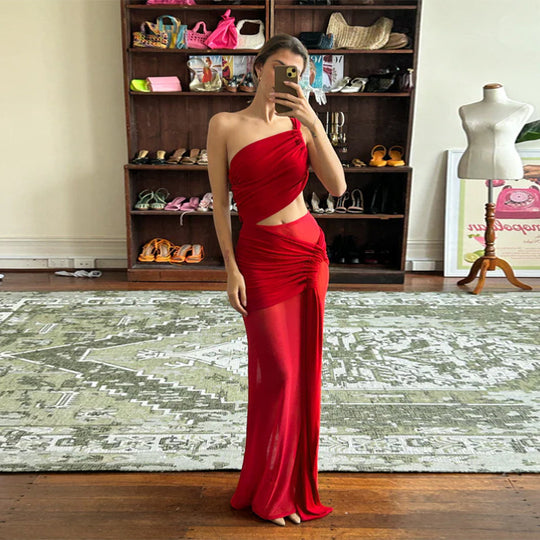 Damen Elegantes Wickelkleid mit asymmetrischem Design und verführerischen Rüschendetails EB