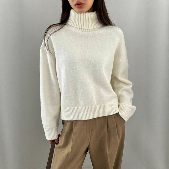 Damen oversized Rollkragenpullover aus weichem Material EB