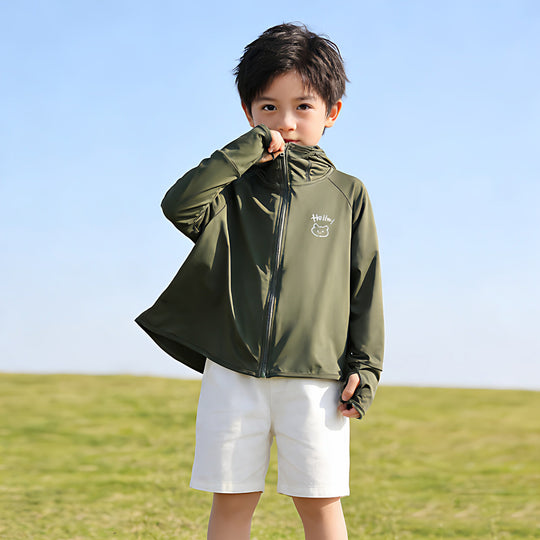 Unisex nan leichte UV-Schutz Sonnenjacke mit Kapuze und Daumenloch für Kinder  EB