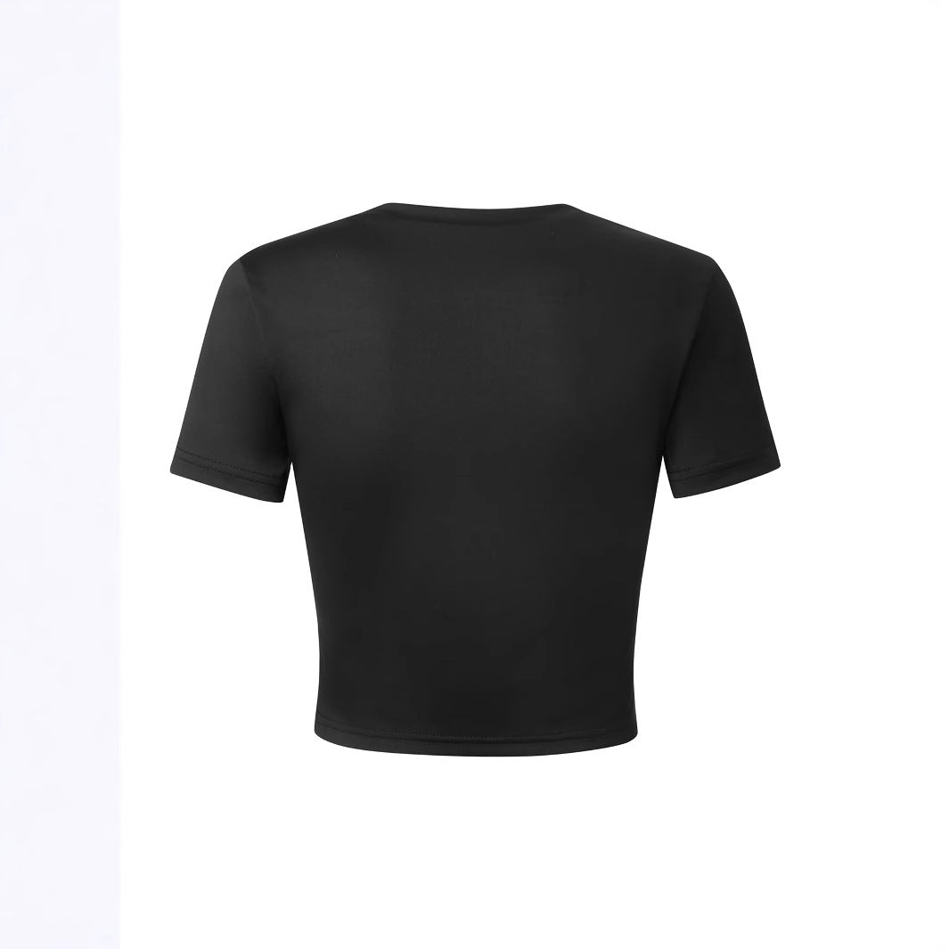 Damen Crop-T-Shirt mit kreativem Textdesign EB