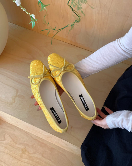 Damen Glitzernde Ballerinas mit eleganter Schleife und komfortabler Innensohle EB