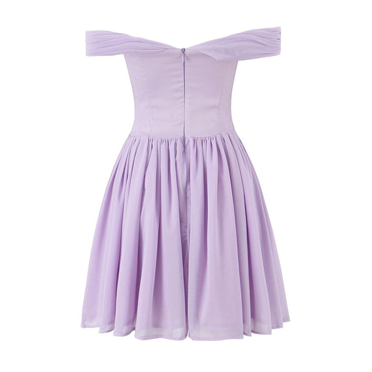 Damen Off-Shoulder Cocktailkleid mit dekorativem Haarschmuck EB