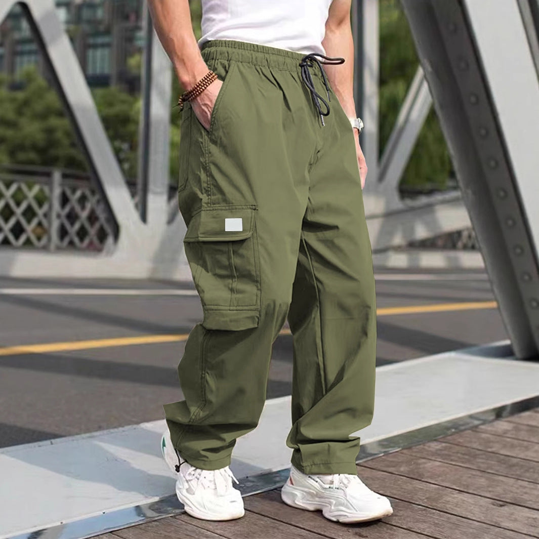 Herren lässige Cargo-Hose mit elastischem Bund und multifunktionalen Taschen EB
