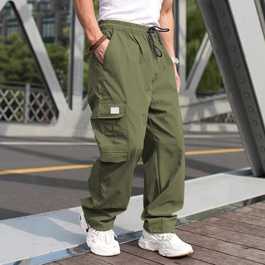 Herren lässige Cargo-Hose mit elastischem Bund und multifunktionalen Taschen EB