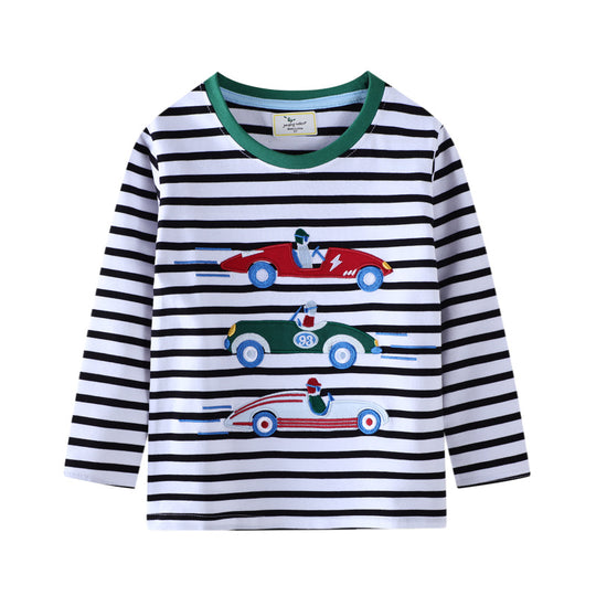 Jungen Langarm T-Shirt mit buntem Rennwagen-Motiv EB