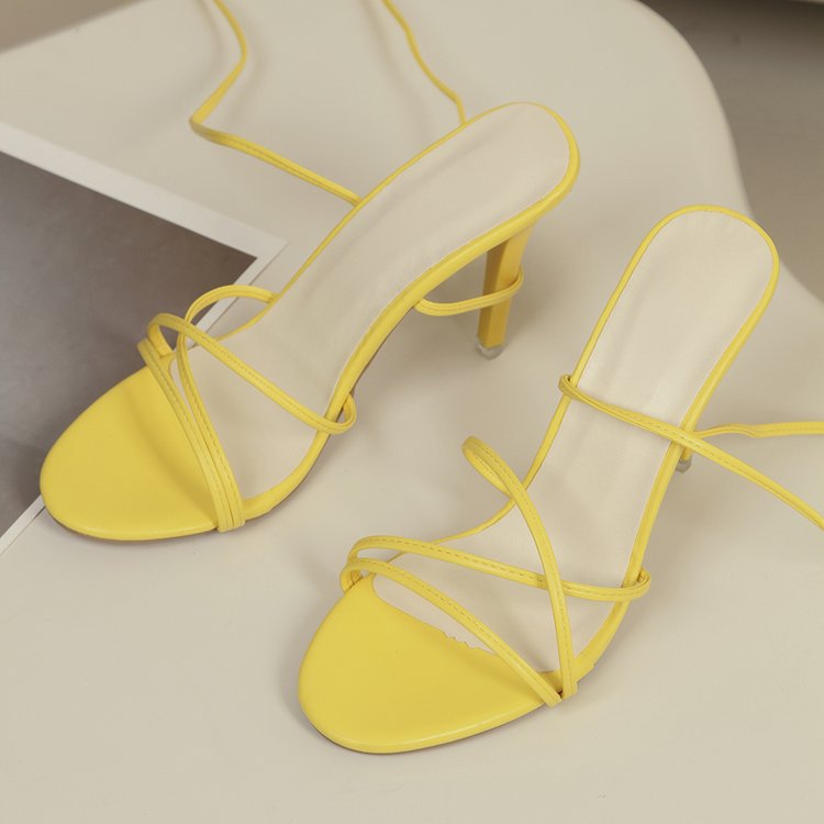 Damen elegante Schnürsandalen mit hohem Absatz EB