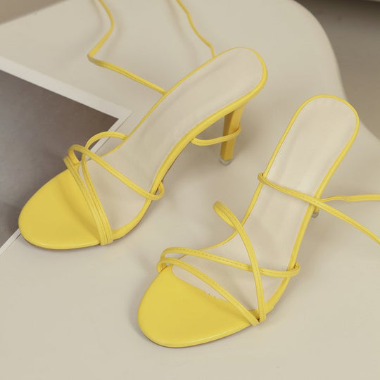 Damen elegante Schnürsandalen mit hohem Absatz EB