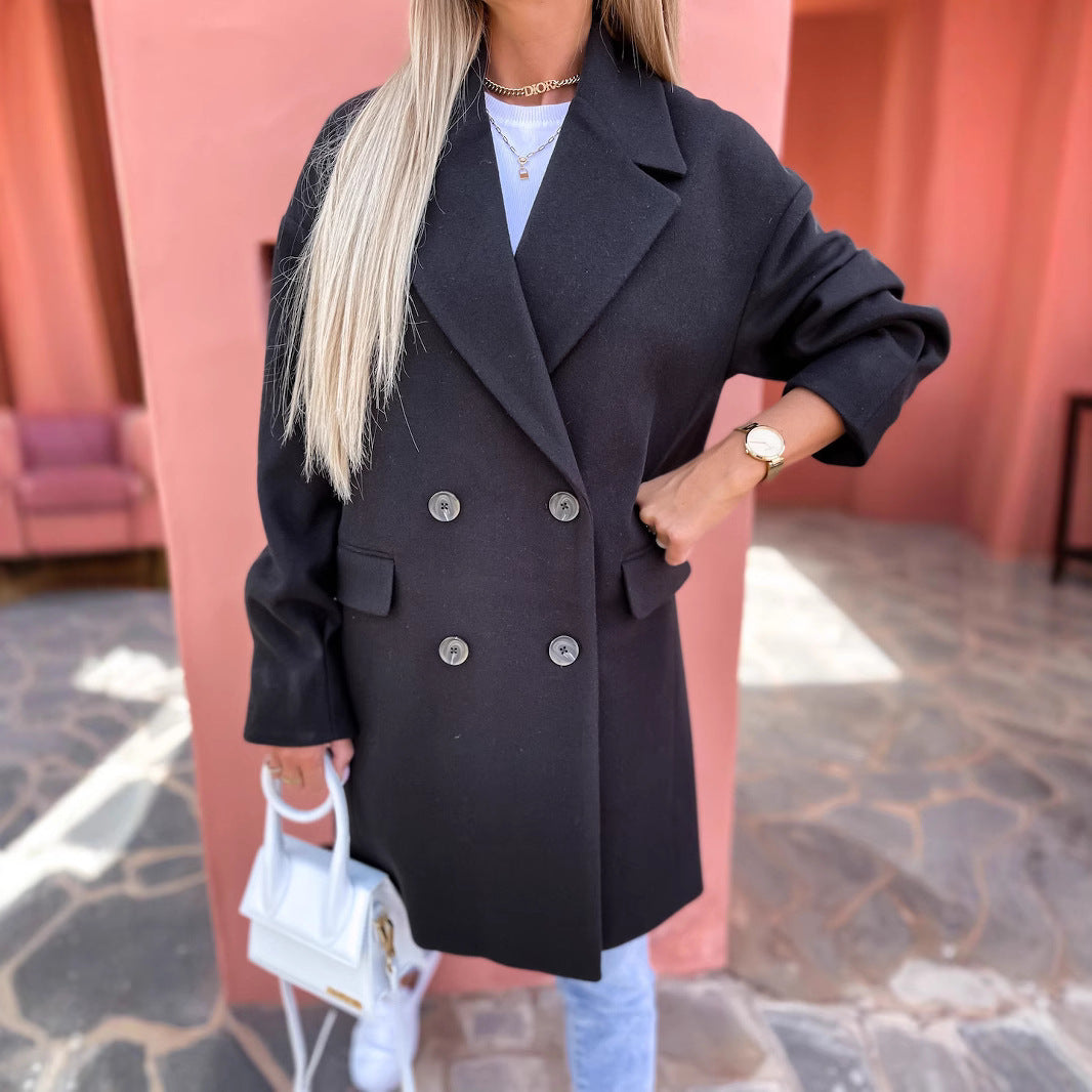Damen eleganter und strukturierter Mantel im doppelten Design EB