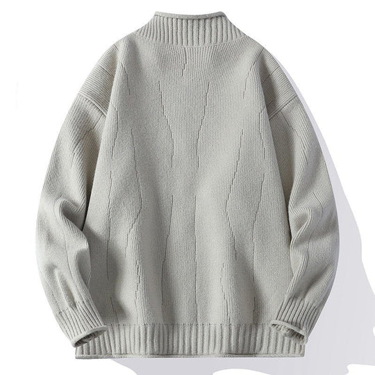 Herren Modische Strickjacke mit hochgeschlossenem Kragen und Reißverschluss EB
