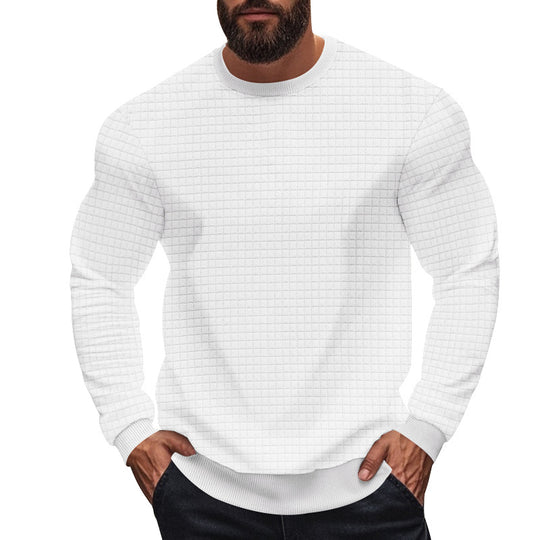 Herren nan strukturiertes Karo-Strick-Sweatshirt mit Rundhalsausschnitt und körperbetonter Athletik-Passform EB