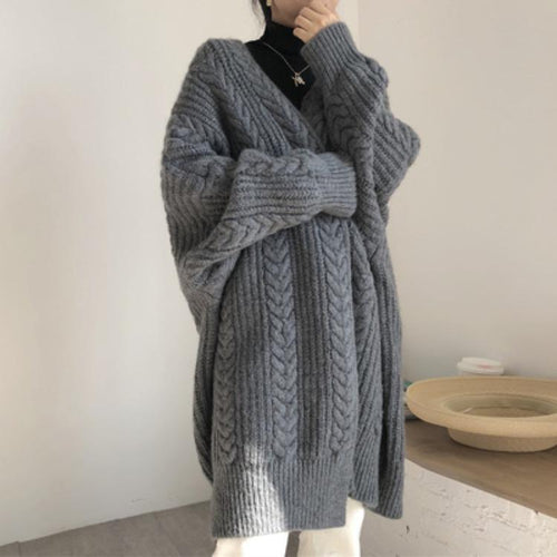 Damen Strickjacke mit Zopfstrickmuster und weichem Kragen EB