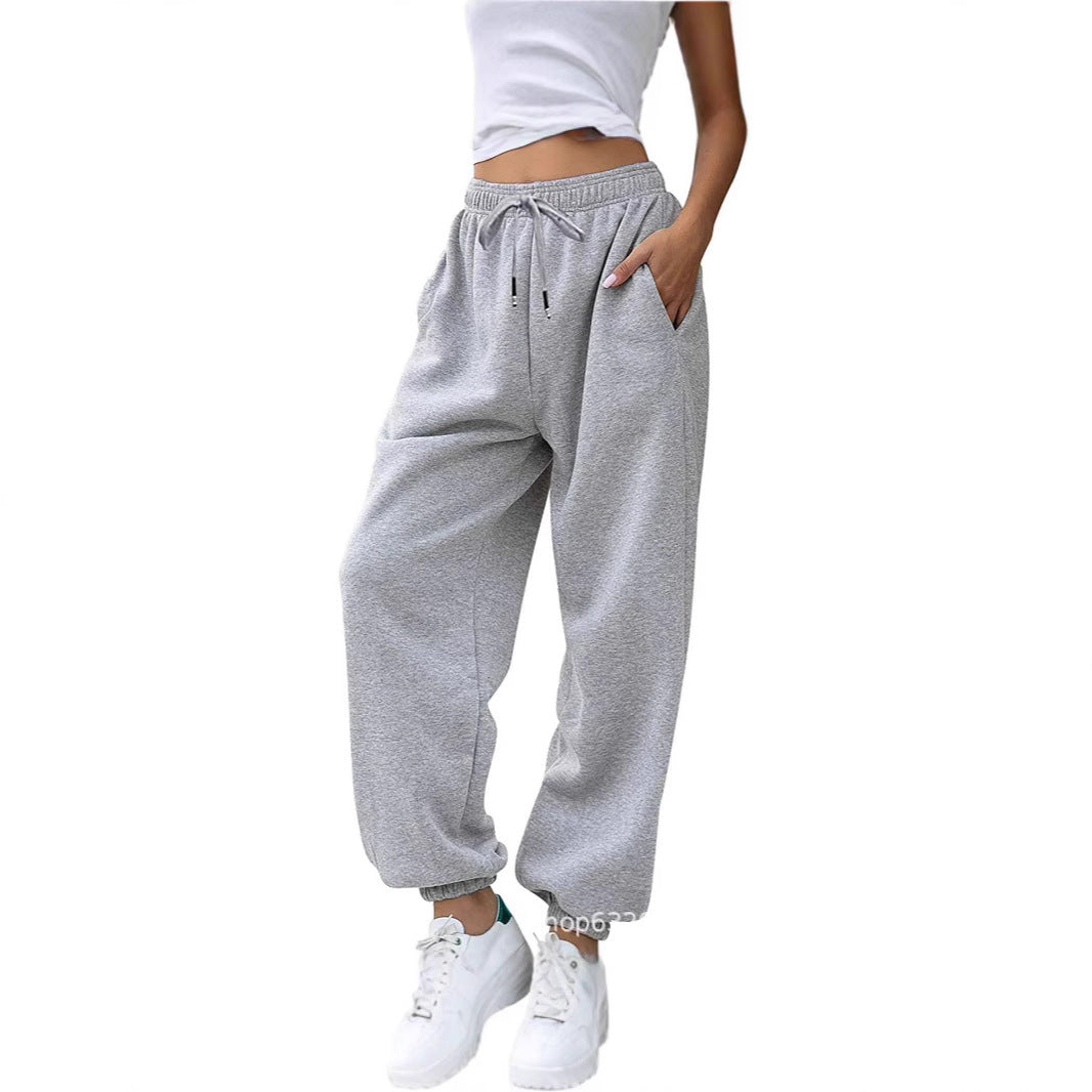 Damen nan lässige Jogginghose mit hohem Bund elastischen Knöchelabschlüssen und weichem Fleecefutter EB