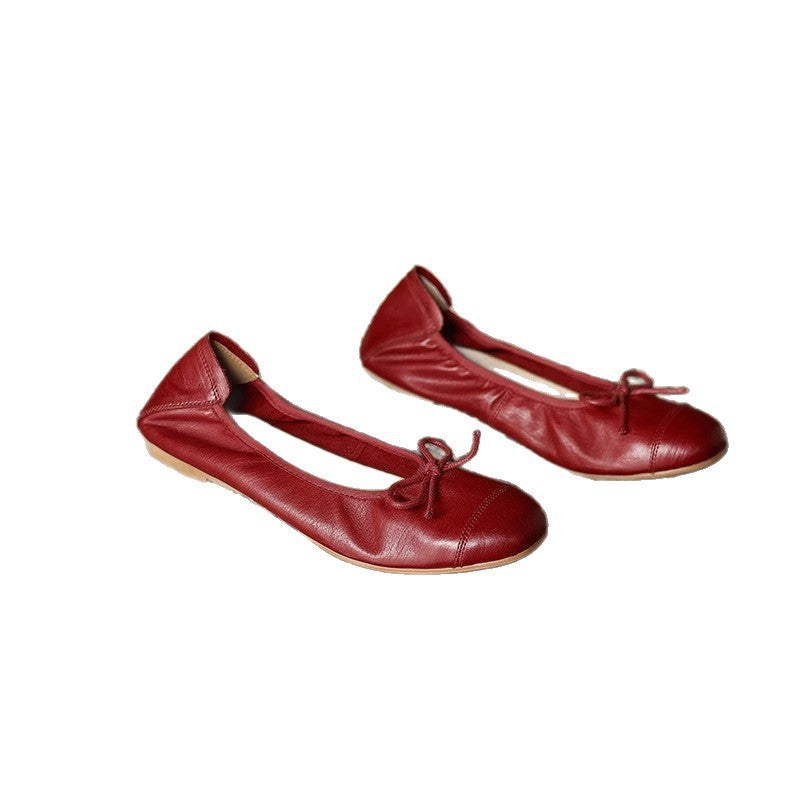 Damen Ballerinas mit verstellbarem Riemen und hochwertiger Lederoberfläche EB