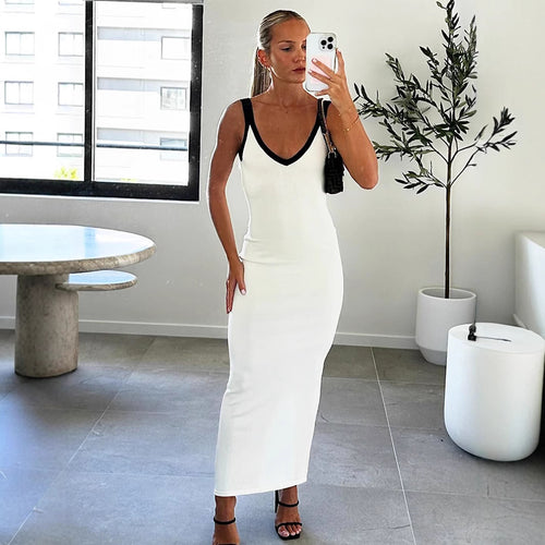 Damen figurbetontes Kleid mit tiefem V-Ausschnitt EB