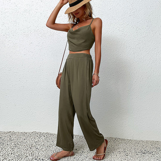 Damen Urbane Jumpsuit mit weitem Bein und flutterndem Oberteil EB