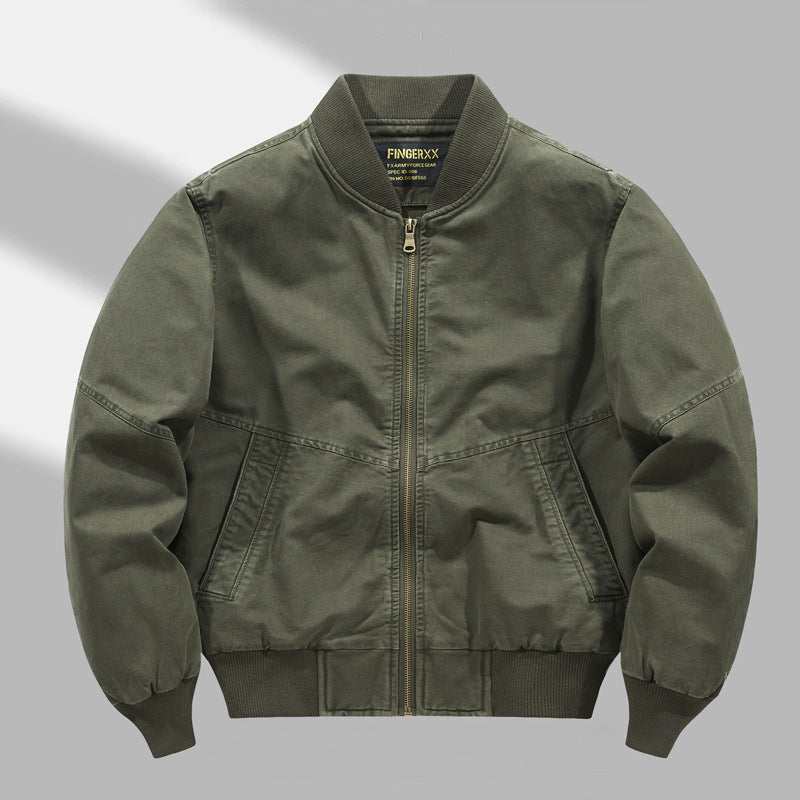 Men's  relaxed cotton-twill bomber jacket with reinforced seam panels and ribbed cuff hem EB