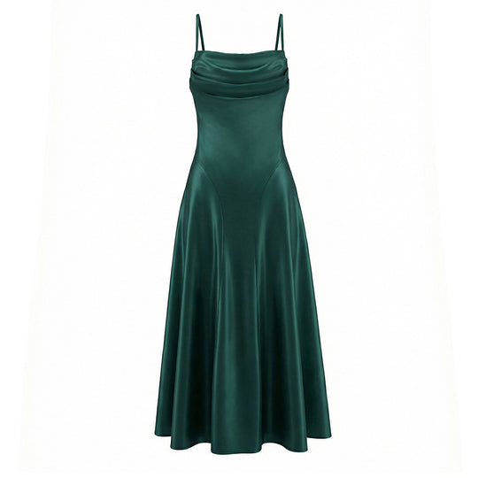 Damen Maxikleid mit eleganter Drapierung und feinem Satin-Finish R&B