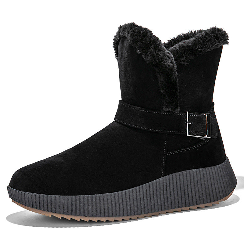 Damen gefütterte Winterstiefel mit modischer Schnallenapplikation und rutschfester Sohle EB
