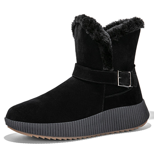 Damen gefütterte Winterstiefel mit modischer Schnallenapplikation und rutschfester Sohle EB